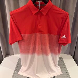 Adidas Men's Polo Shirt in Orange and White gradient